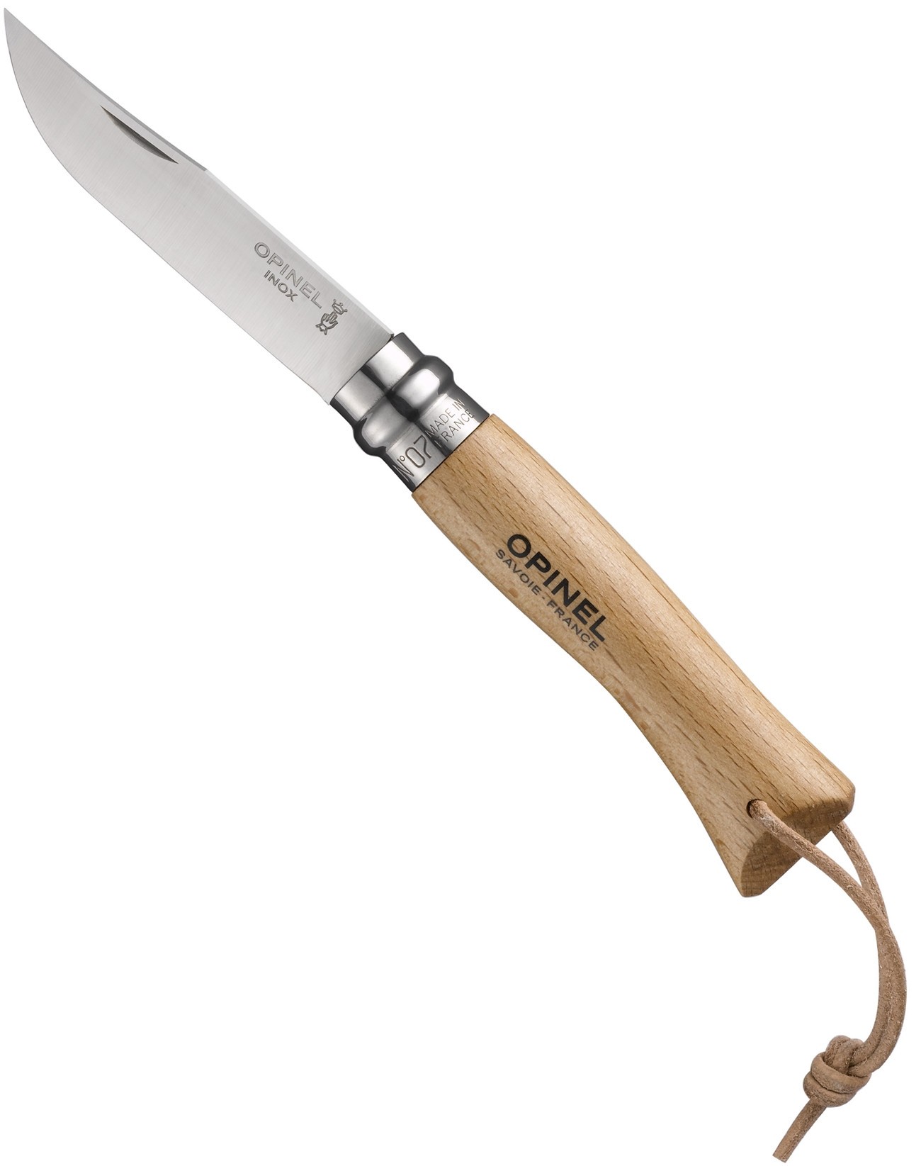 Opinel No.7 stainless steel with leather lace