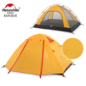 Naturehike P-Series aluminum pole tent with new material 210T65D embossed design 2 man orange