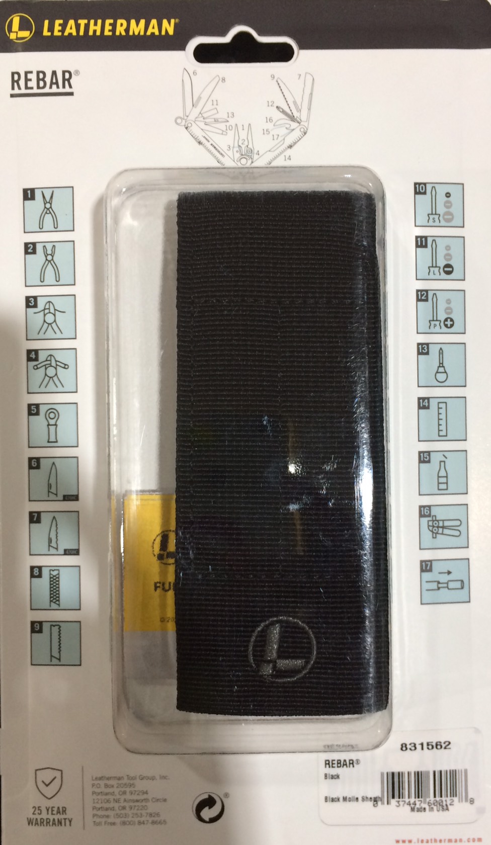 LEATHERMAN Rebar BLACK molle sheath Peg 831562