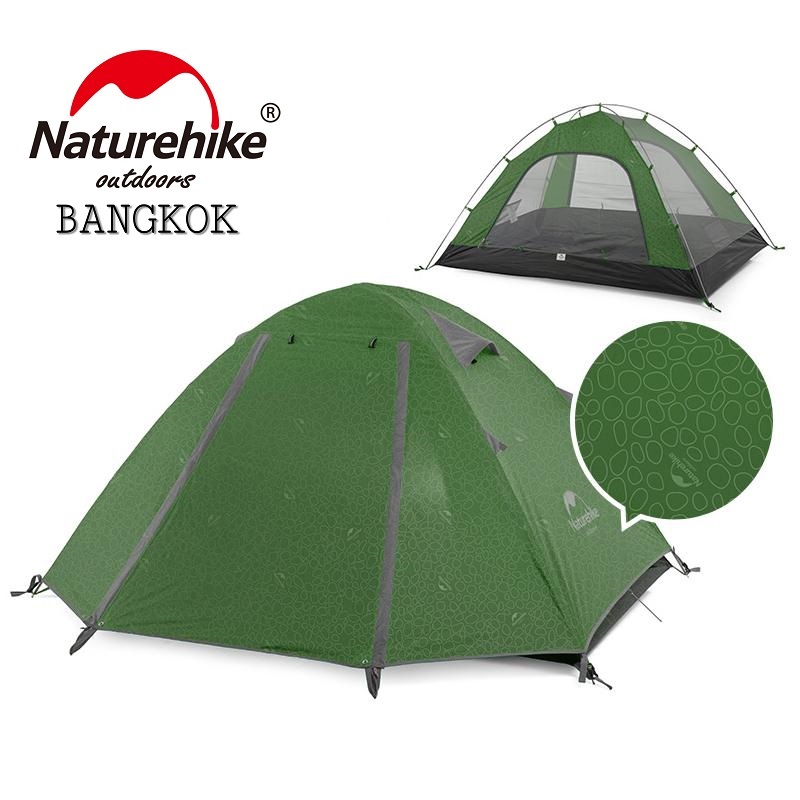 Naturehike P-Series aluminum pole tent with new material 210T65D embossed design 2 man forest green Naturehike P-Series aluminum pole tent with new material 210T65D embossed design 2 man forest green